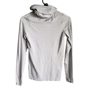 Athleta Balaclava Flurry Hoodie Women's Size Small Gray White Thumbholes 529444